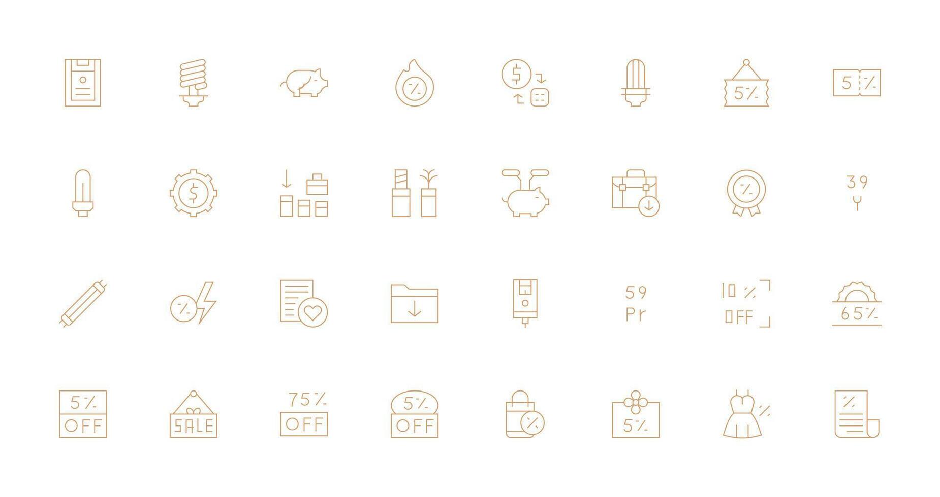 Saving featuring 32 Icons in Thin Line Design Reusable Icon Set vector