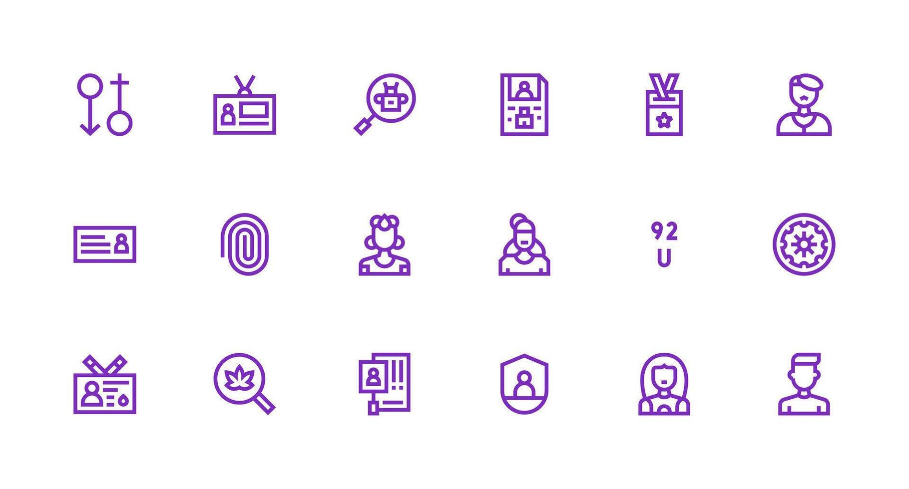 Identification Set with 18 Strong Stroke Line Icons Flexible Icon System for Web Interfaces vector