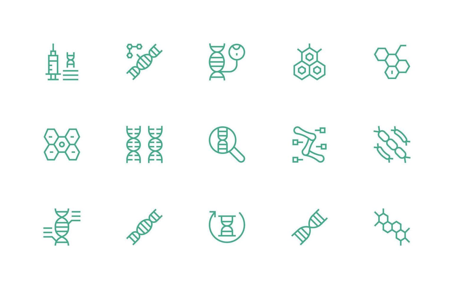 Molecular Visual Pack containing 15 Regular Line Icons Interface Icons for Daily Use vector