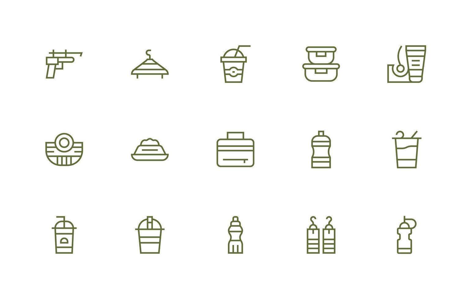 Plastic featuring 15 Icons in Regular Line Design All Device Compatible Icon Set vector