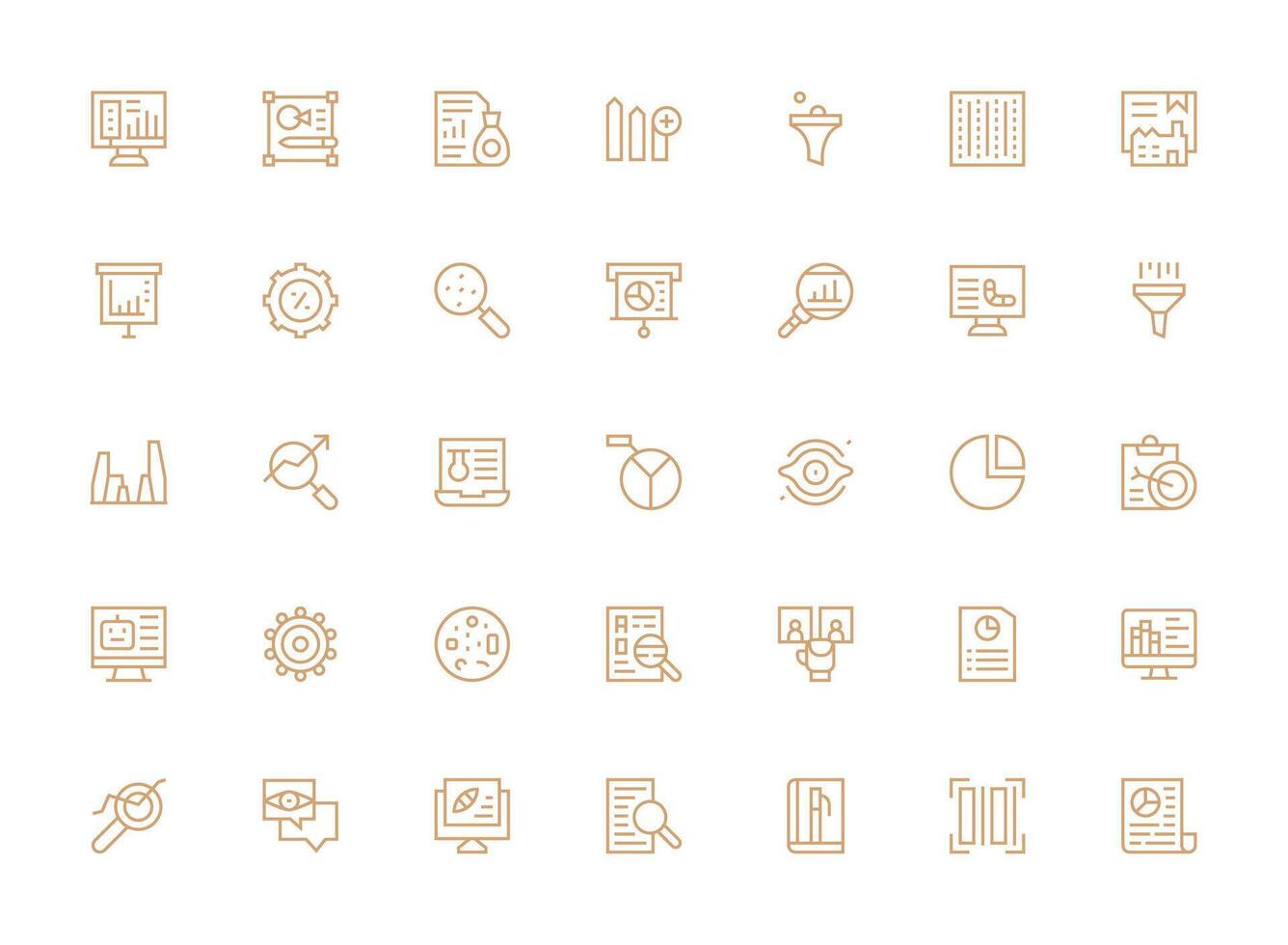 Data Analysis Visual Pack containing 35 Regular Clean Line Icons Full Icon Library for UI Designers vector