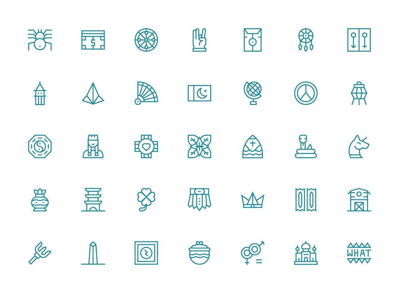 35 Regular Clean Line Icons for Symbolism Graphics Web and App Icon Pack Collection vector