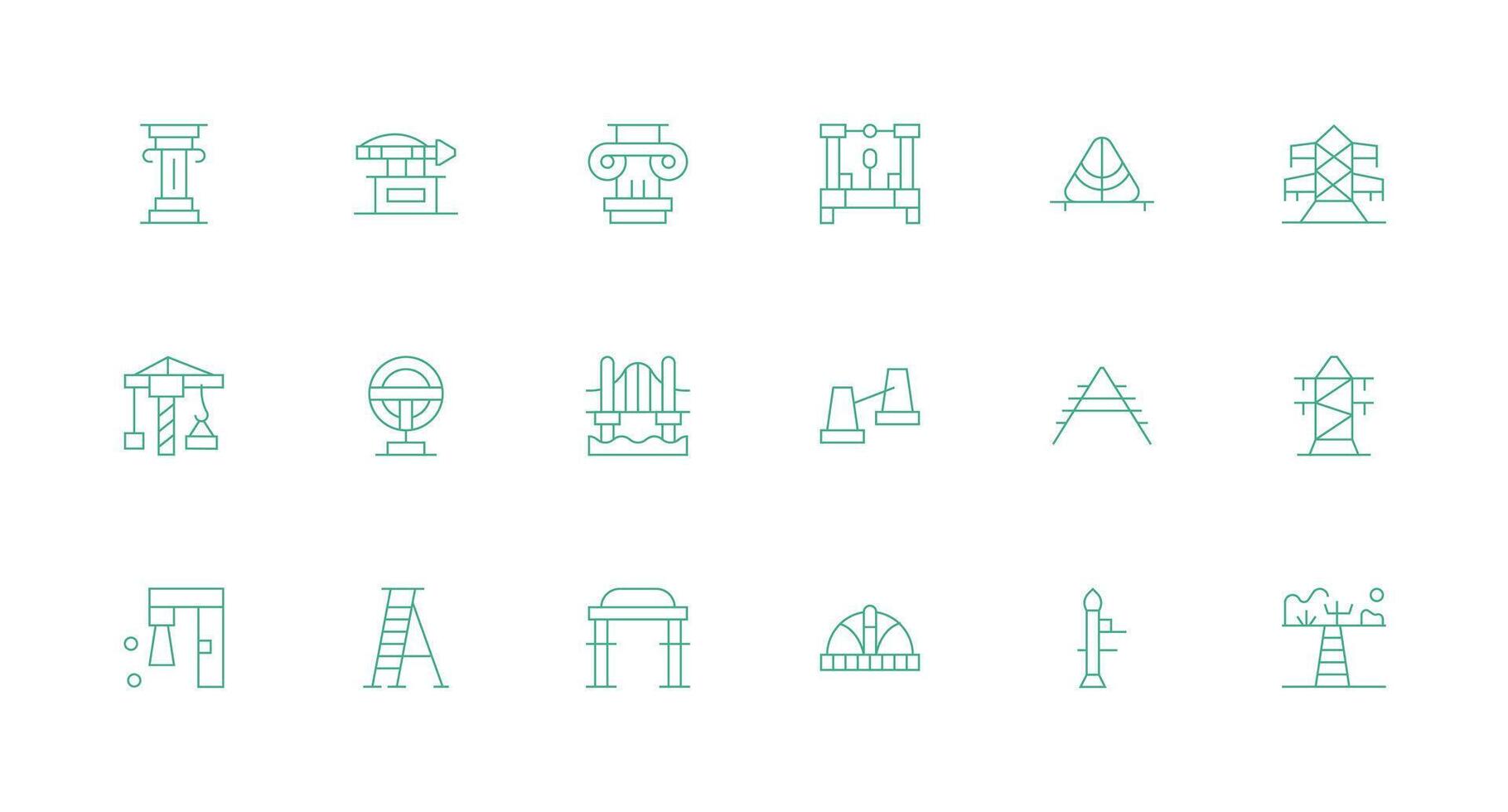 Support Structure Visual Pack containing 18 Minimal Line Icons Responsive Icon Set for Flexible Layouts vector