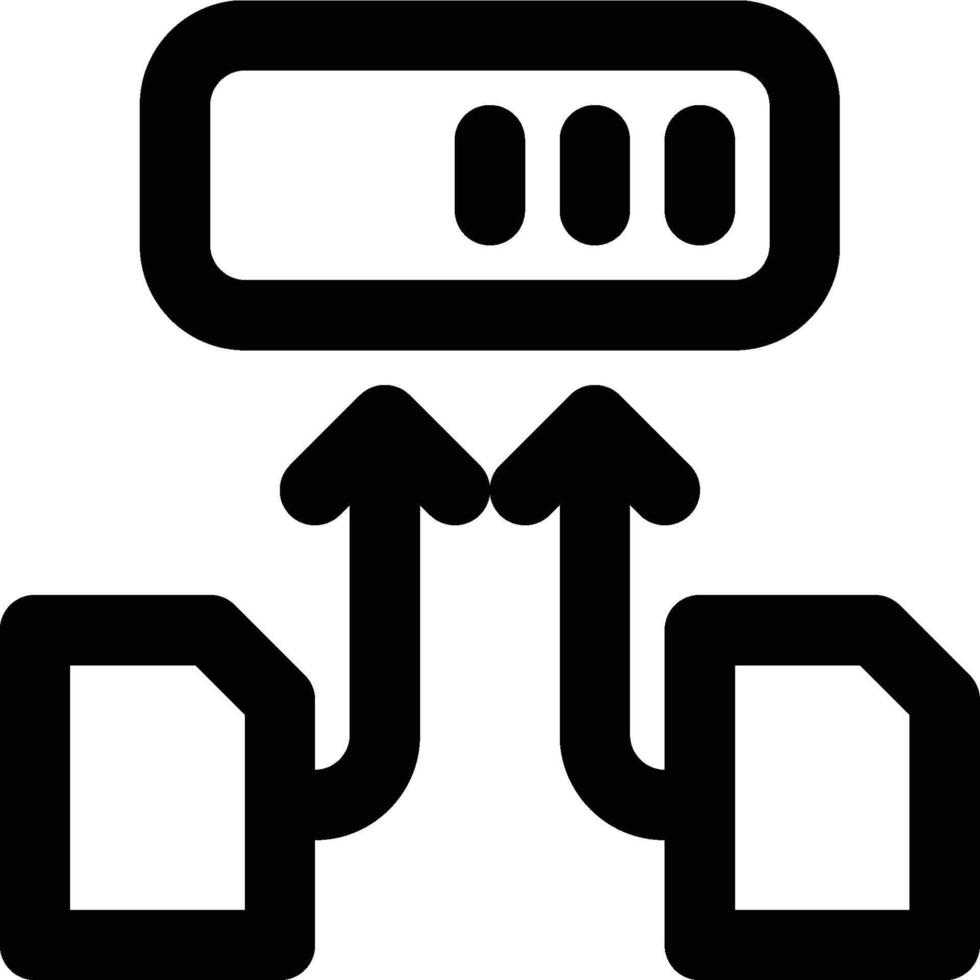 Data Source, Upload, Database Outline Icon vector