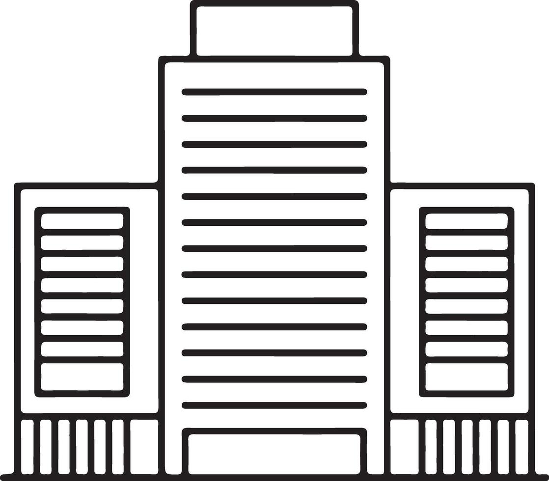 Simple outline drawing of a modern office building with multiple floors vector