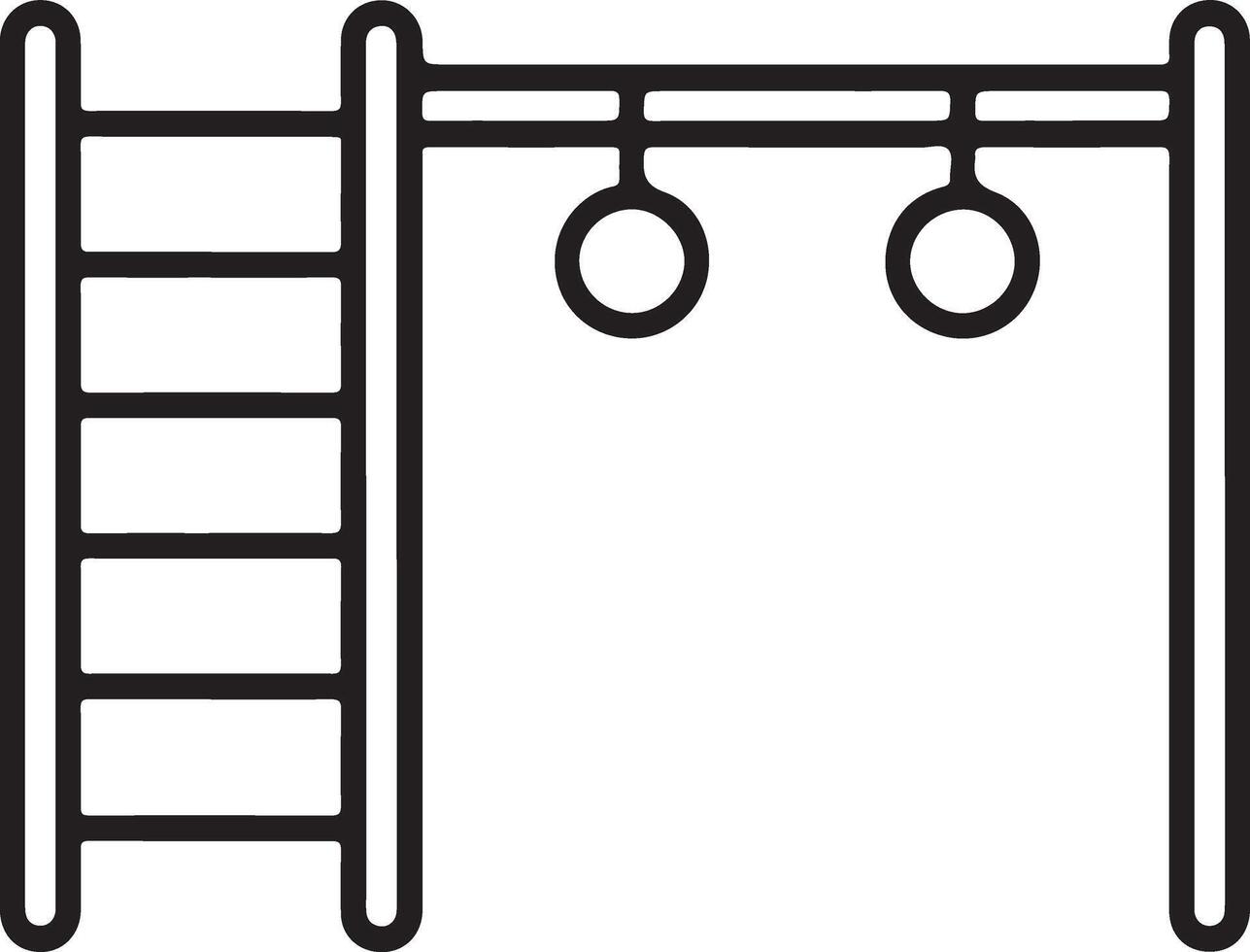 Simple line drawing icon of a playground monkey bar and ladder structure vector