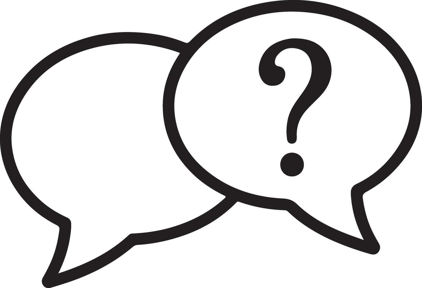 Hand drawn speech bubbles with a question mark symbolizing communication and inquiry vector