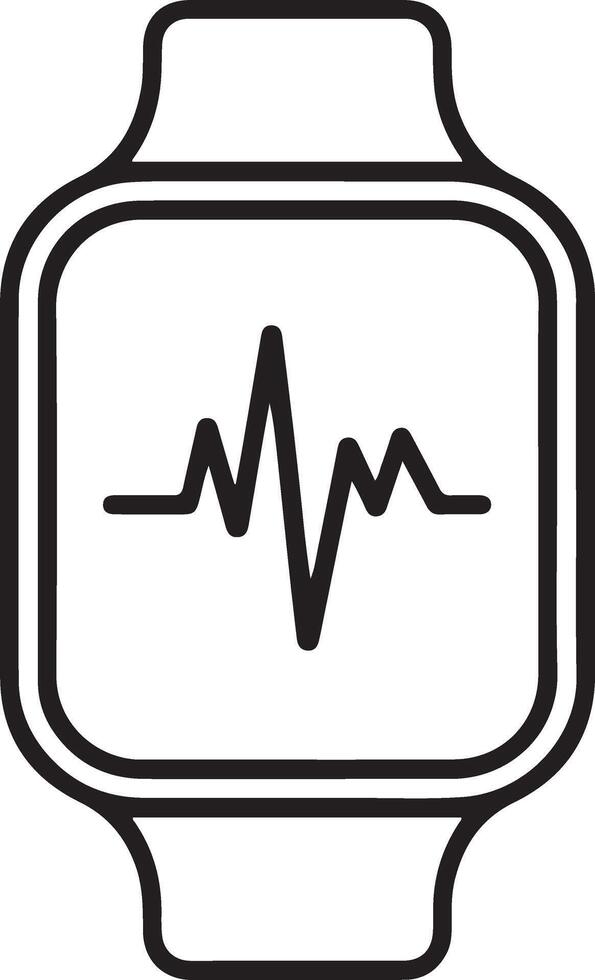 Modern smartwatch displaying a heart rate monitor line graph on its screen vector