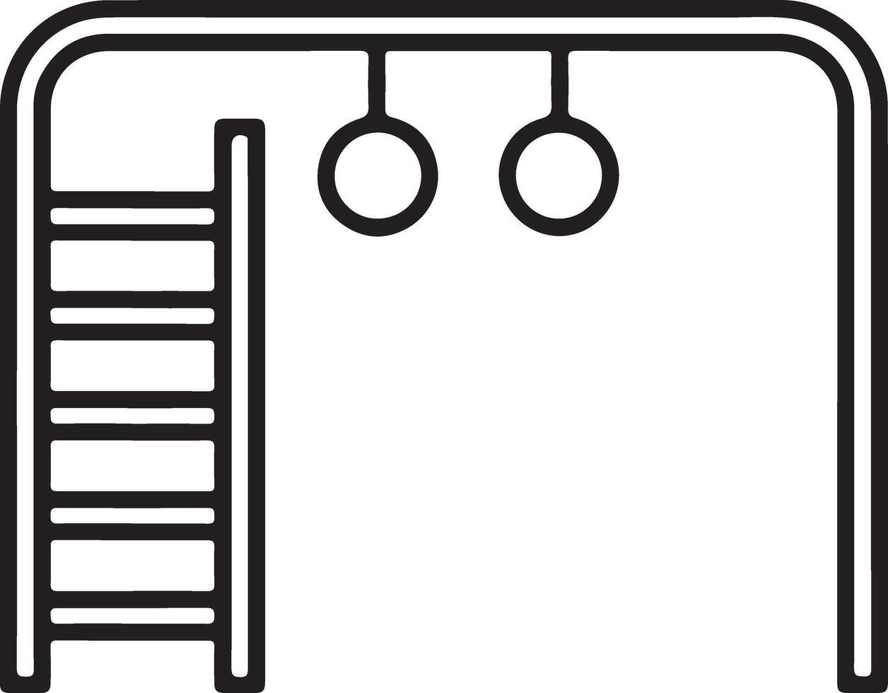 Simple outline icon of a playground monkey bar with rings and ladder vector