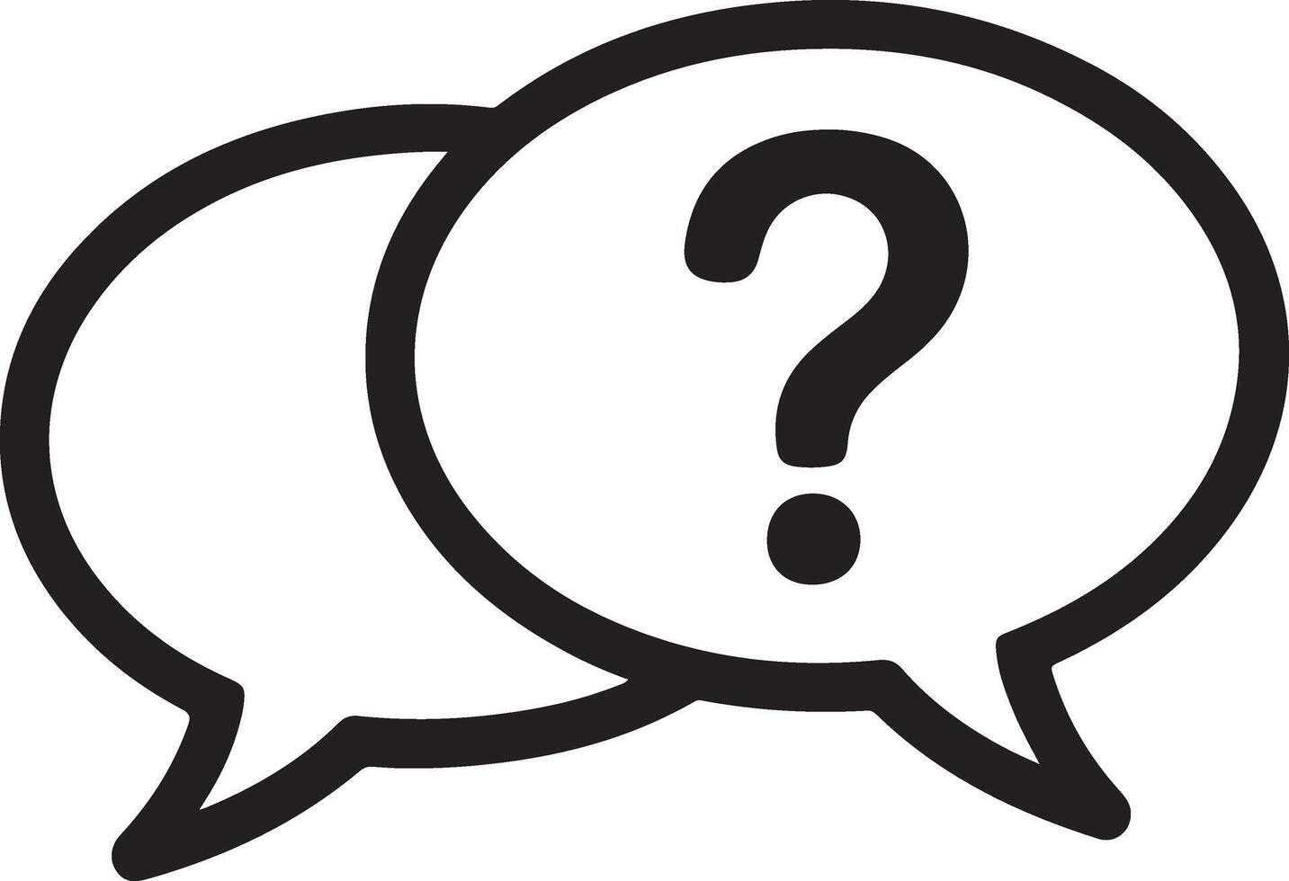 Two overlapping speech bubbles with a question mark inside representing communication and inquiry vector