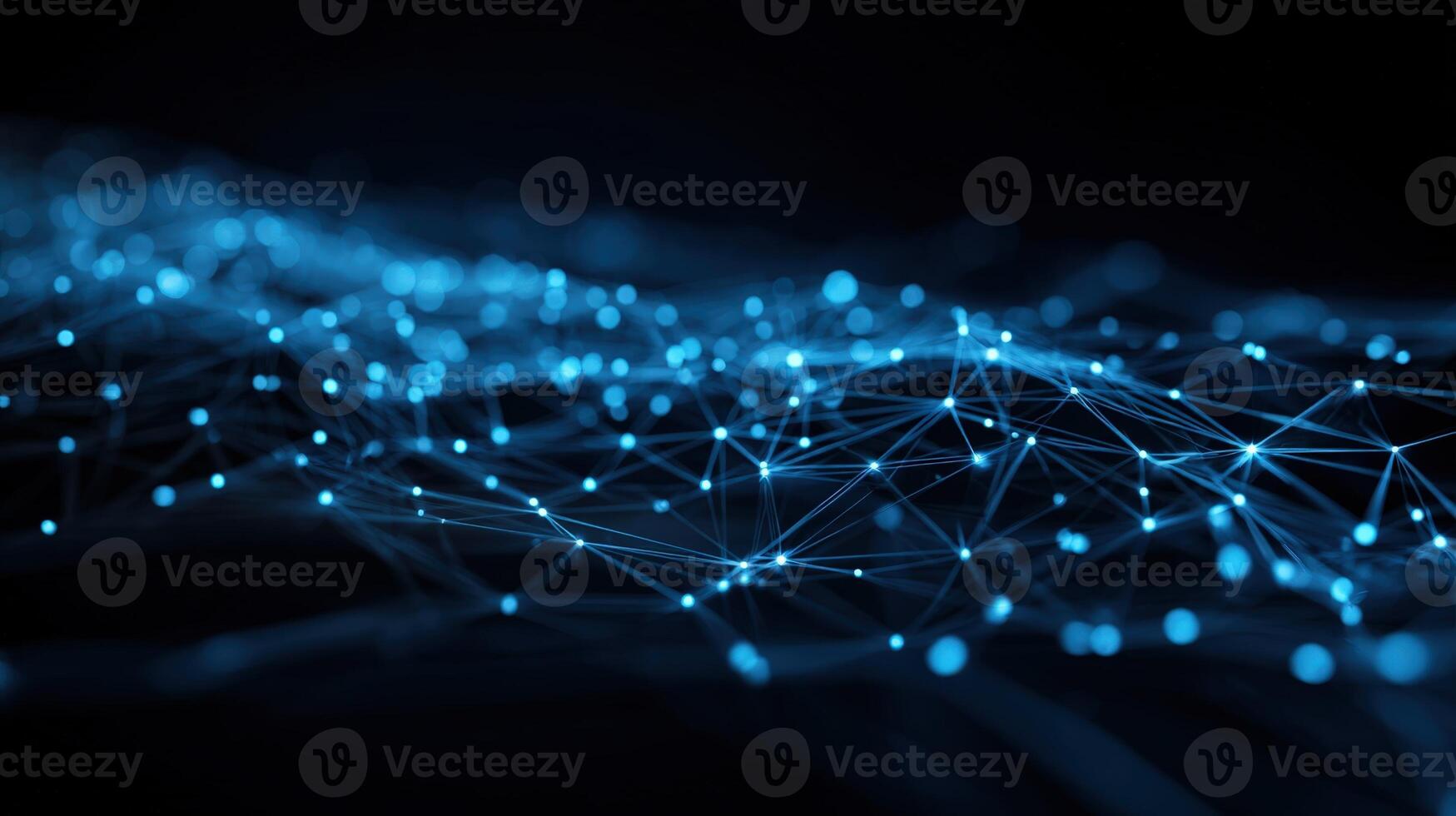 Abstract Blue Network Visualization Data Connection, Artificial Intelligence, and Futuristic Technology Concept photo
