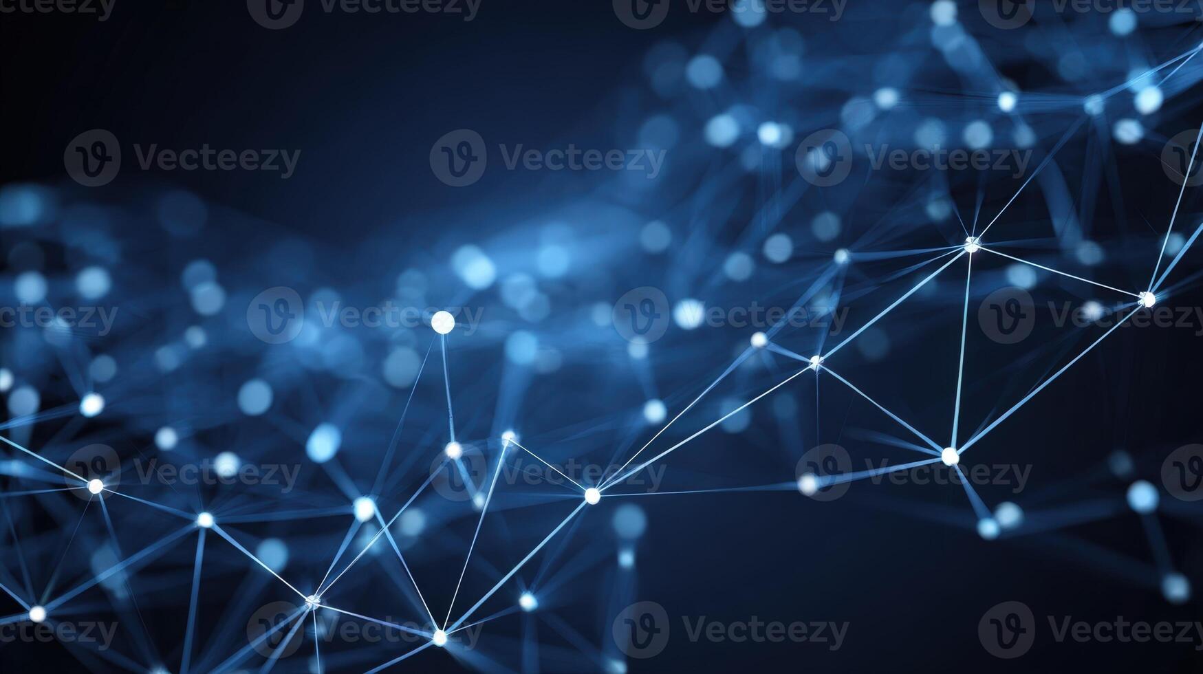 Abstract Network Connection Structure with Blue Glowing Nodes and Lines for Science and Technology Background photo