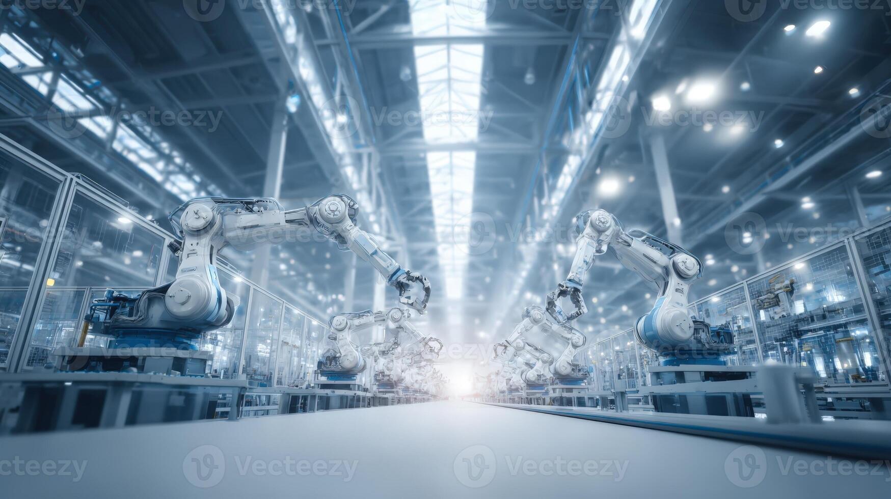 Automated Robotic Arms in Modern Industrial Factory Precision Manufacturing and Advanced Technology Integration for Efficiency photo
