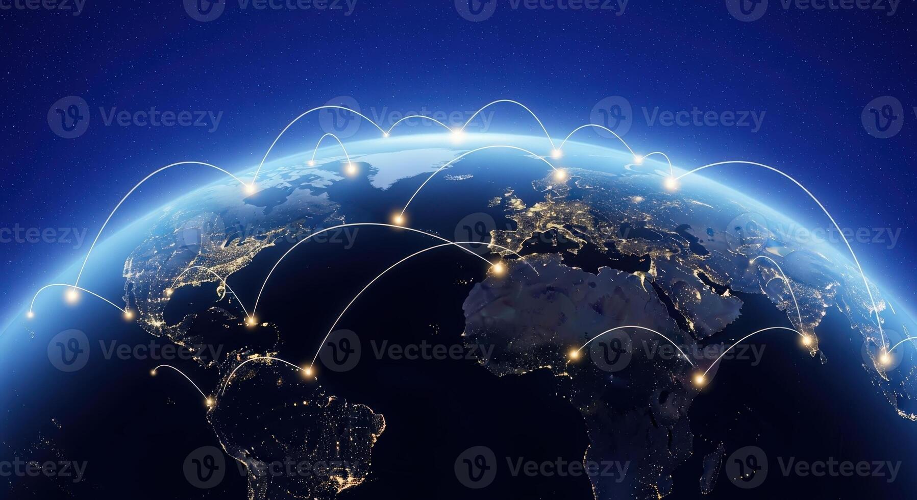 Global Network Connections Data Transfer and Communication Across the Earth with Digital Connectivity photo