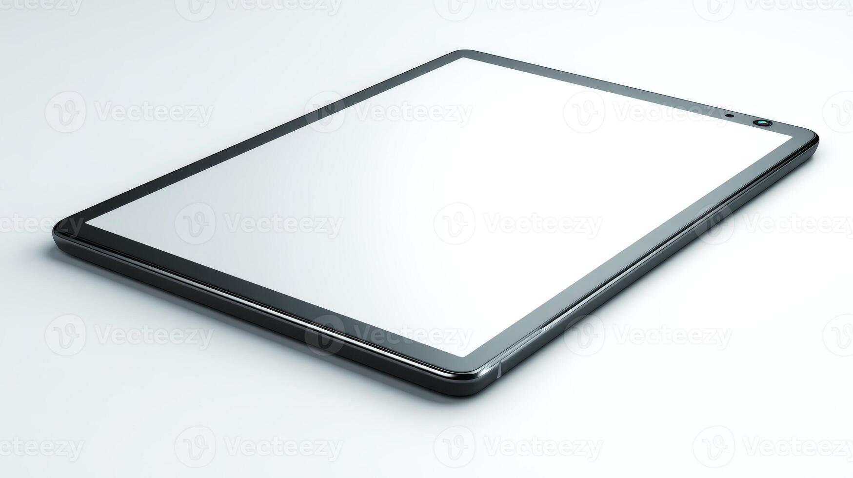 Sleek Tablet Device Mockup with Blank White Screen for App or Website Display on Clean Background photo