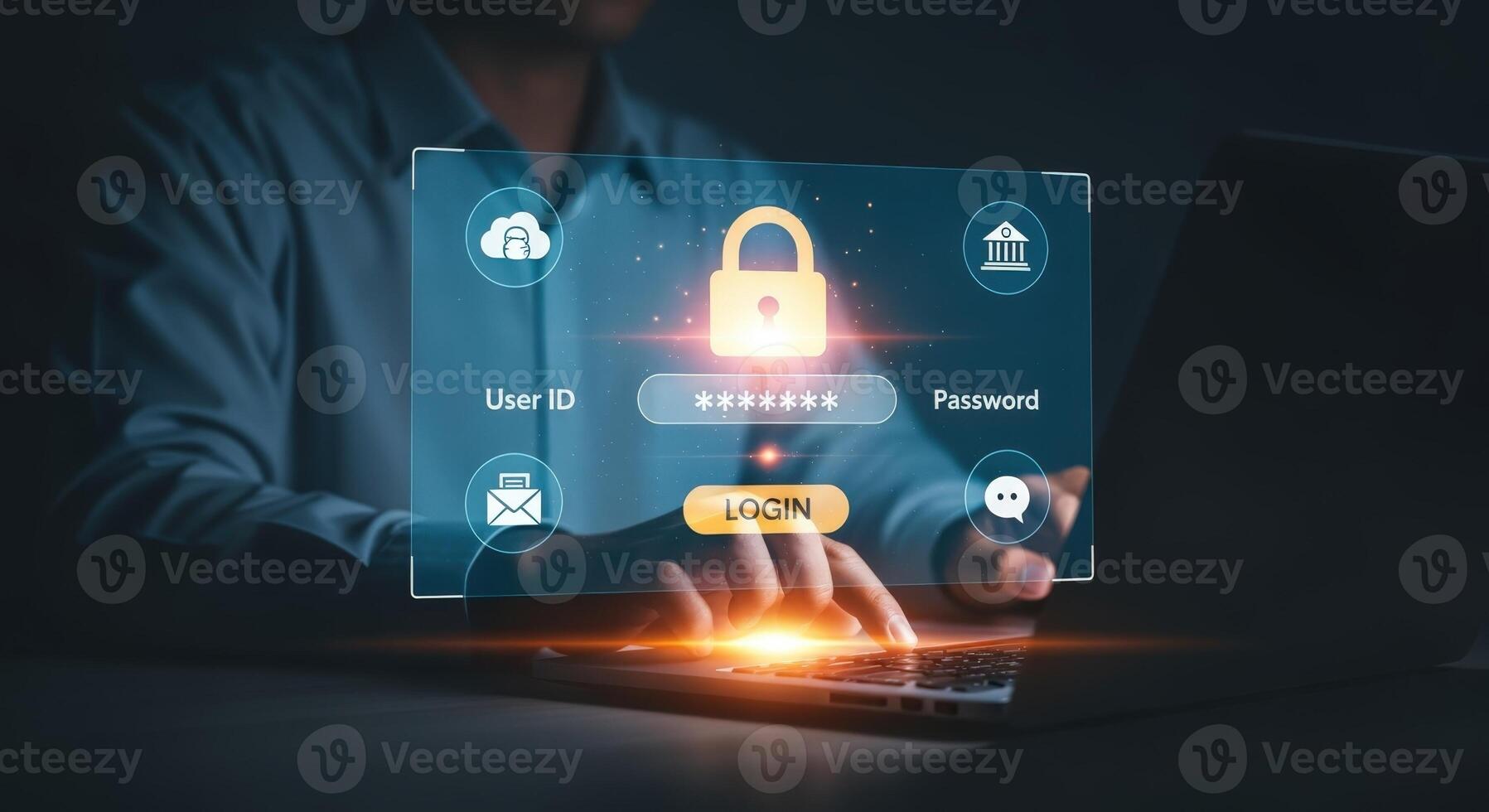 Secure Online Access with a Digital Interface Displaying Login Credentials and Data Protection photo
