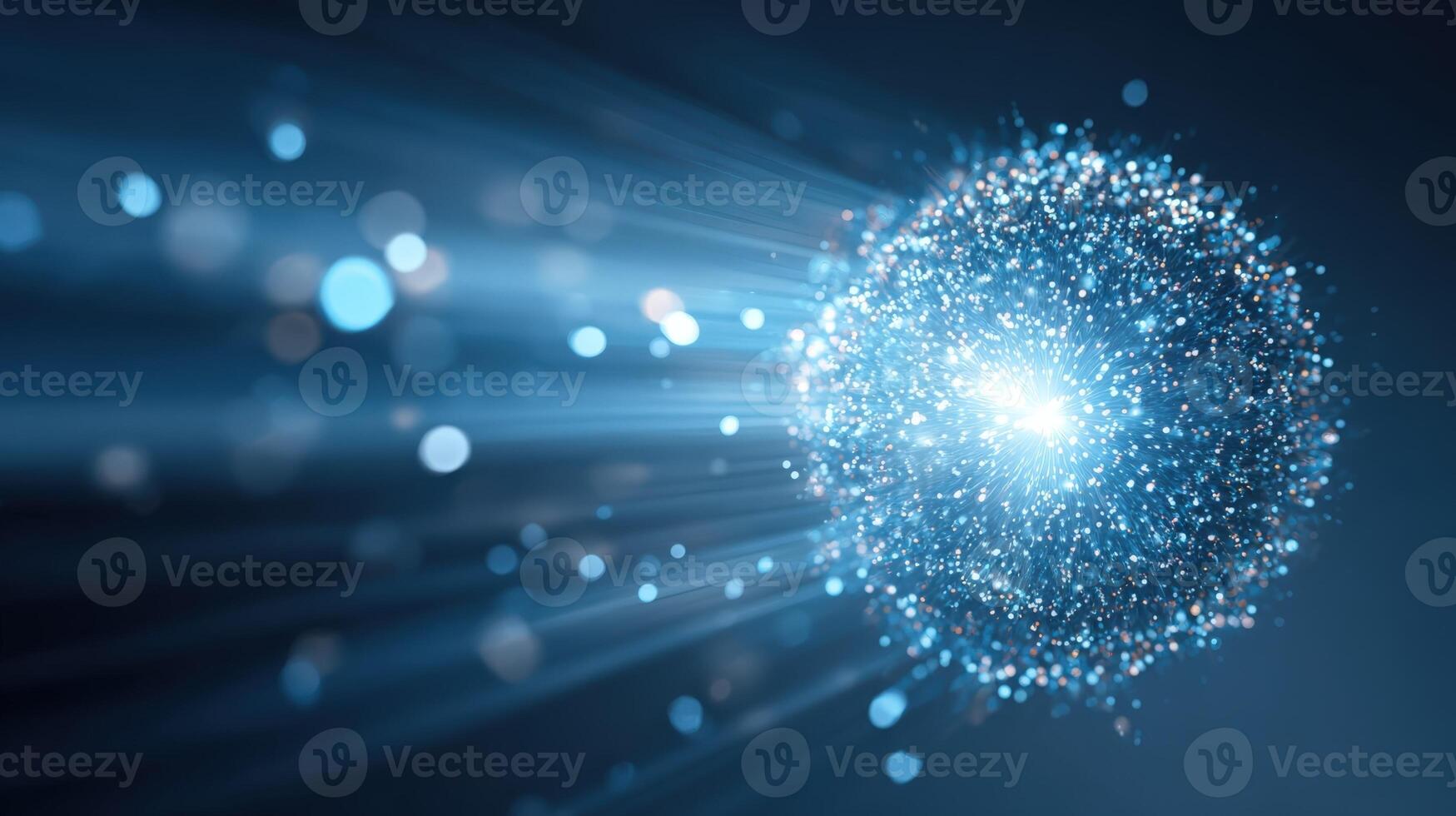 Glowing Particle Sphere with Light Rays Emanating, Abstract Design for Technology and Science Visualization photo