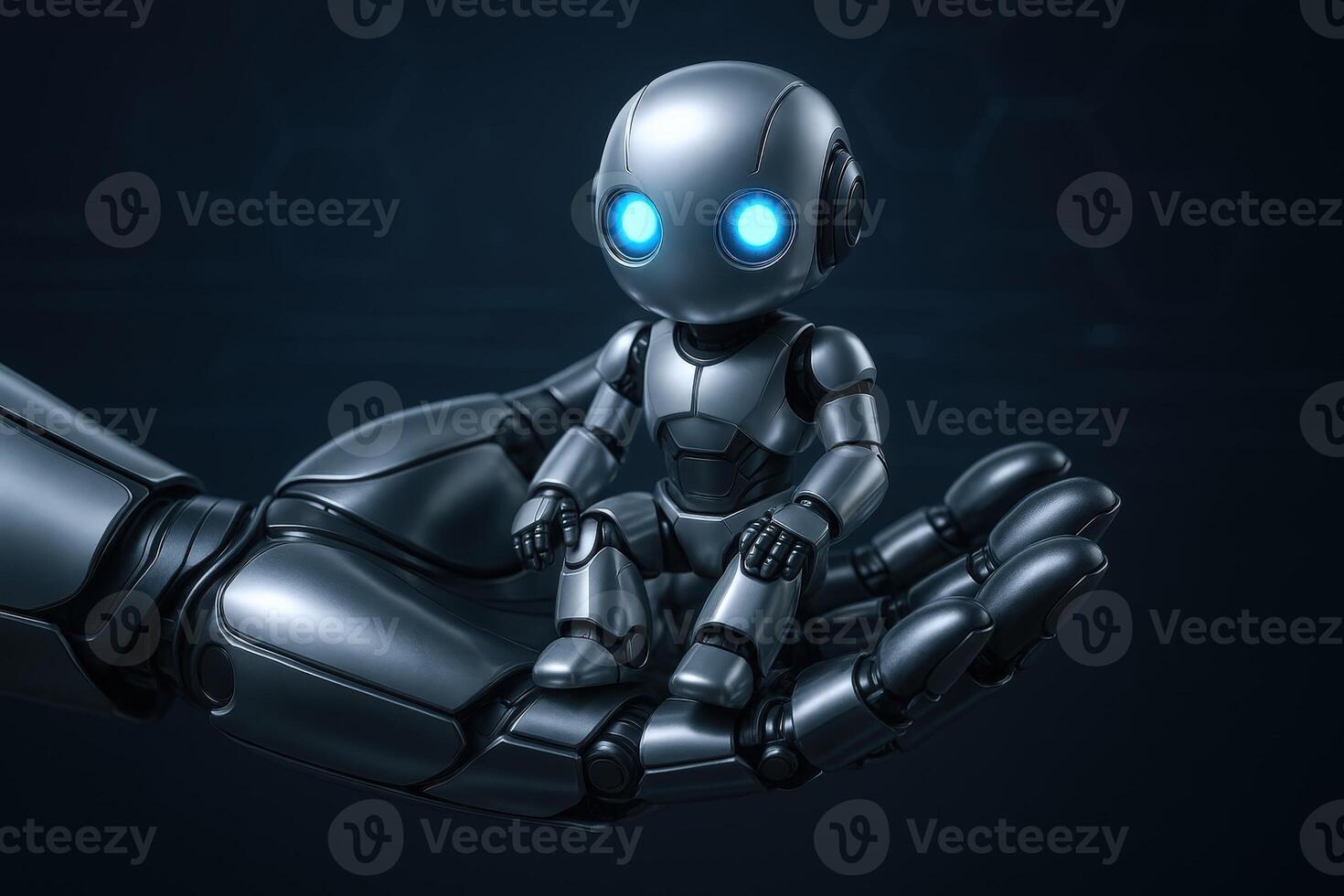 Futuristic Robot in Hand Artificial Intelligence Concept for Technology and Innovation, Featuring Advanced Robotics photo