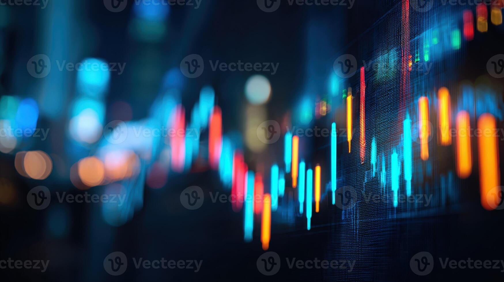 Abstract Financial Chart Display Investment Analysis and Market Data Visualization on a Dark Blue Background photo