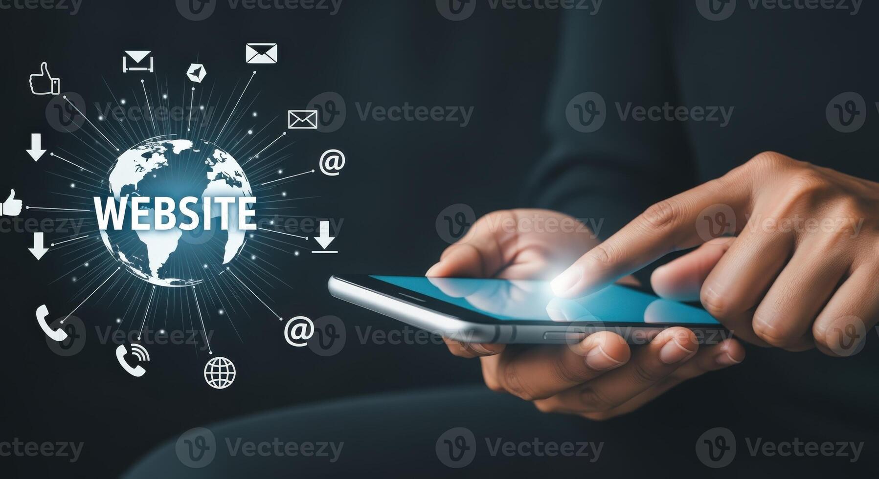 Digital Connection Person Using Smartphone for Online Website Access and Global Communication photo