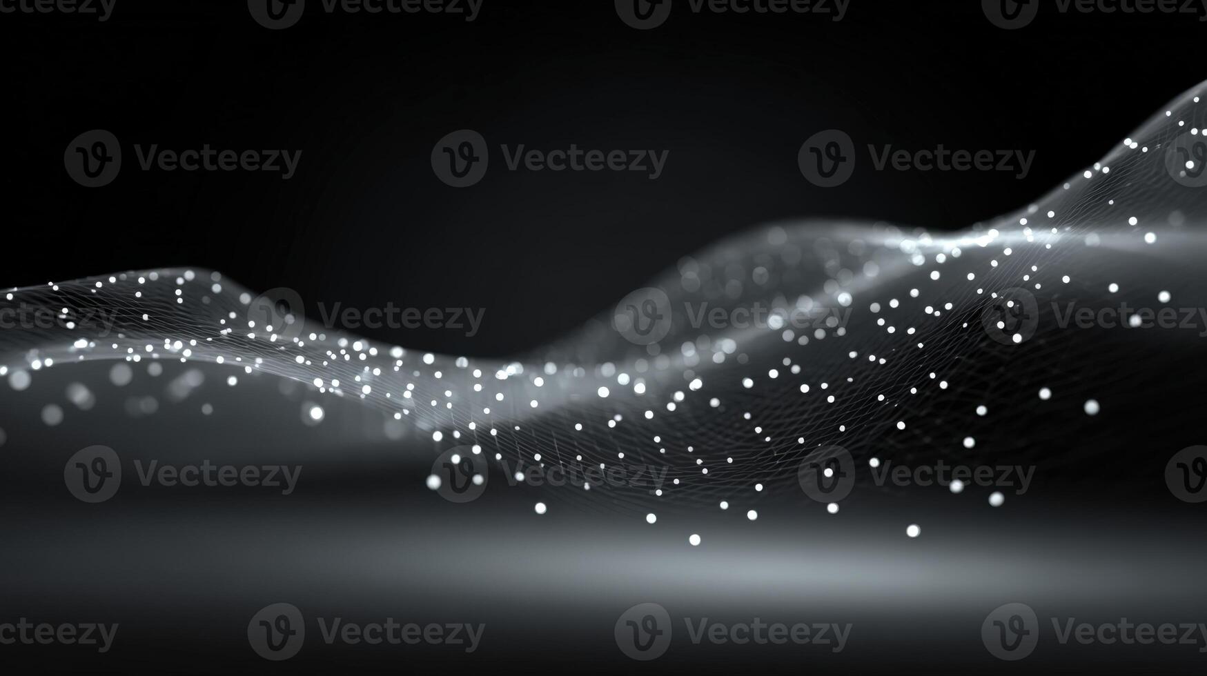 Abstract Waveform with Glowing Particles on Dark Backdrop, Representing Technology, Innovation, and Data Visualization photo