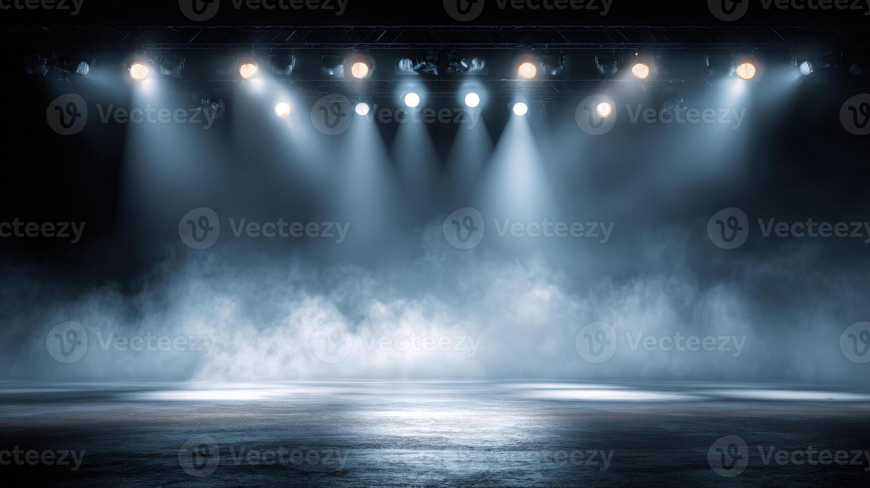 Stage Lighting and Smoke Effect Creating a Dramatic Atmosphere, Suitable for Event or Performance Backdrops photo