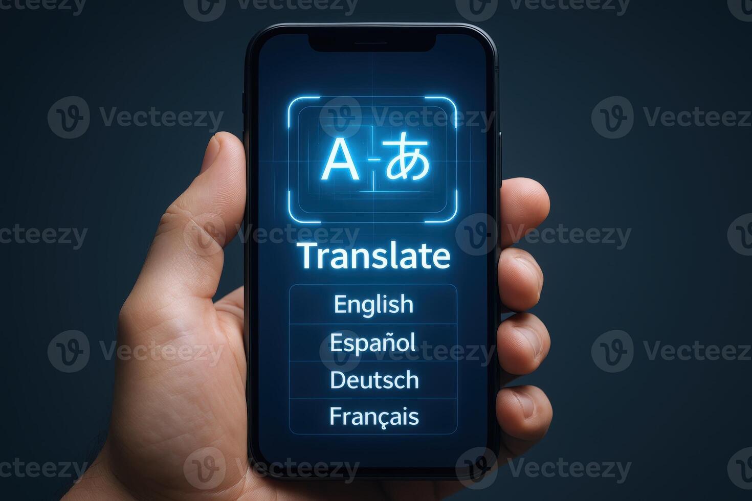 Translation App on Smartphone Display Multilingual Communication and Technology Concept for Global Understanding and Connection photo