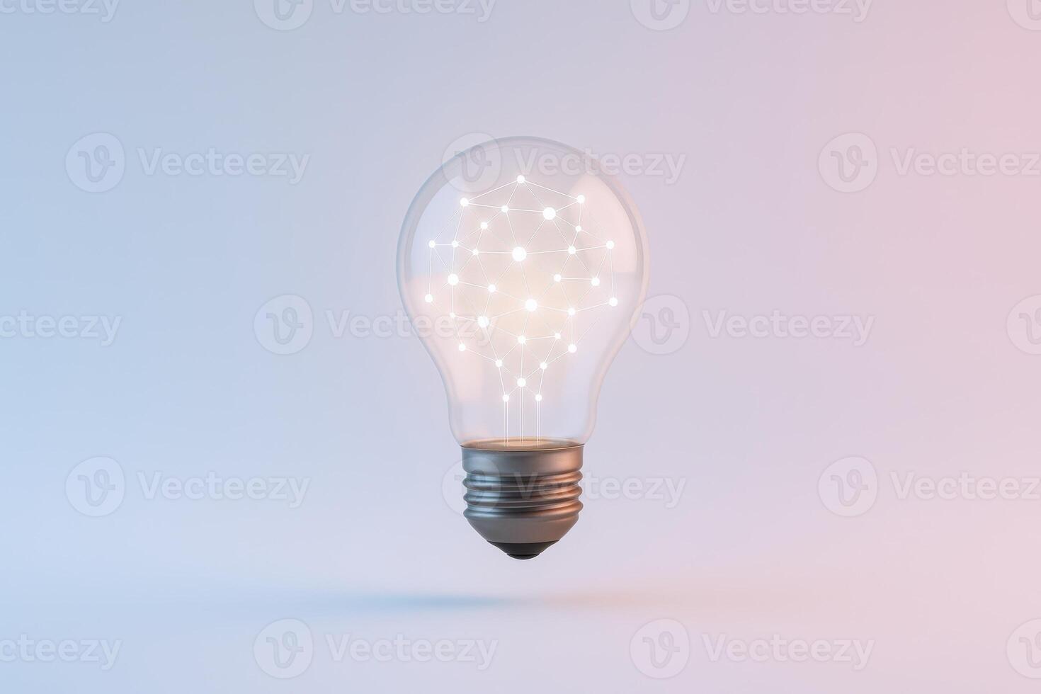 Conceptual Lightbulb with Glowing Connections Representing Innovation, Creativity, and Technological Advancement on a Gradient Background photo