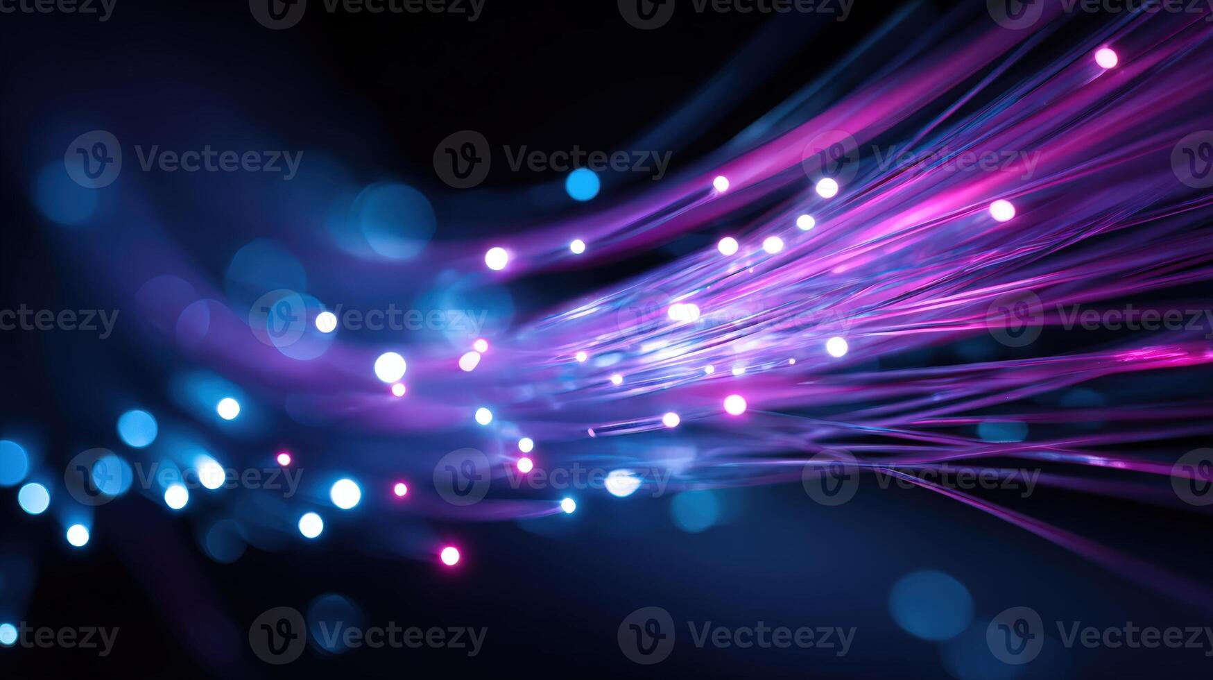 Abstract Fiber Optic Cables Flowing with Light, High-Speed Data Transmission and Futuristic Network Technology photo