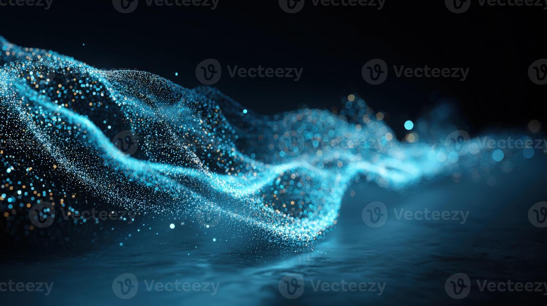 Dynamic Blue Particle Wave Flow Abstract Digital Background for Technology and Innovation Concepts photo