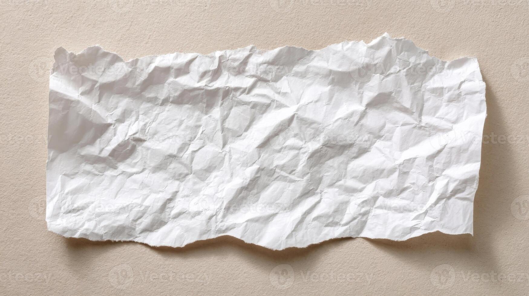 Crumpled White Paper Sheet Overhead Isolated Against Neutral Background, Texture of Wrinkles and Folds, Creative Resource photo