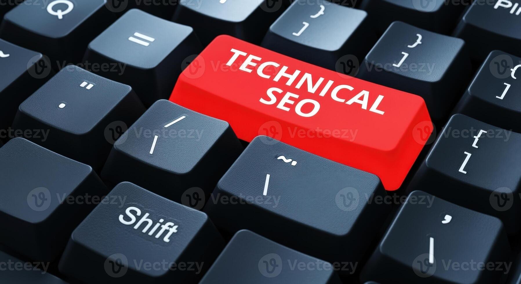Technical SEO Key on Keyboard Optimizing Website for Search Engines and Performance photo