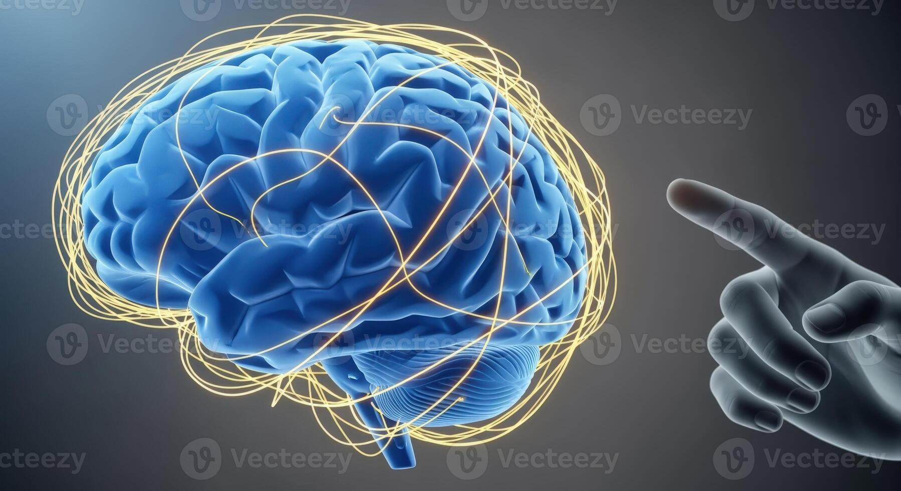Human Brain Model with Neural Network Connections Representing Artificial Intelligence and Cognitive Function photo