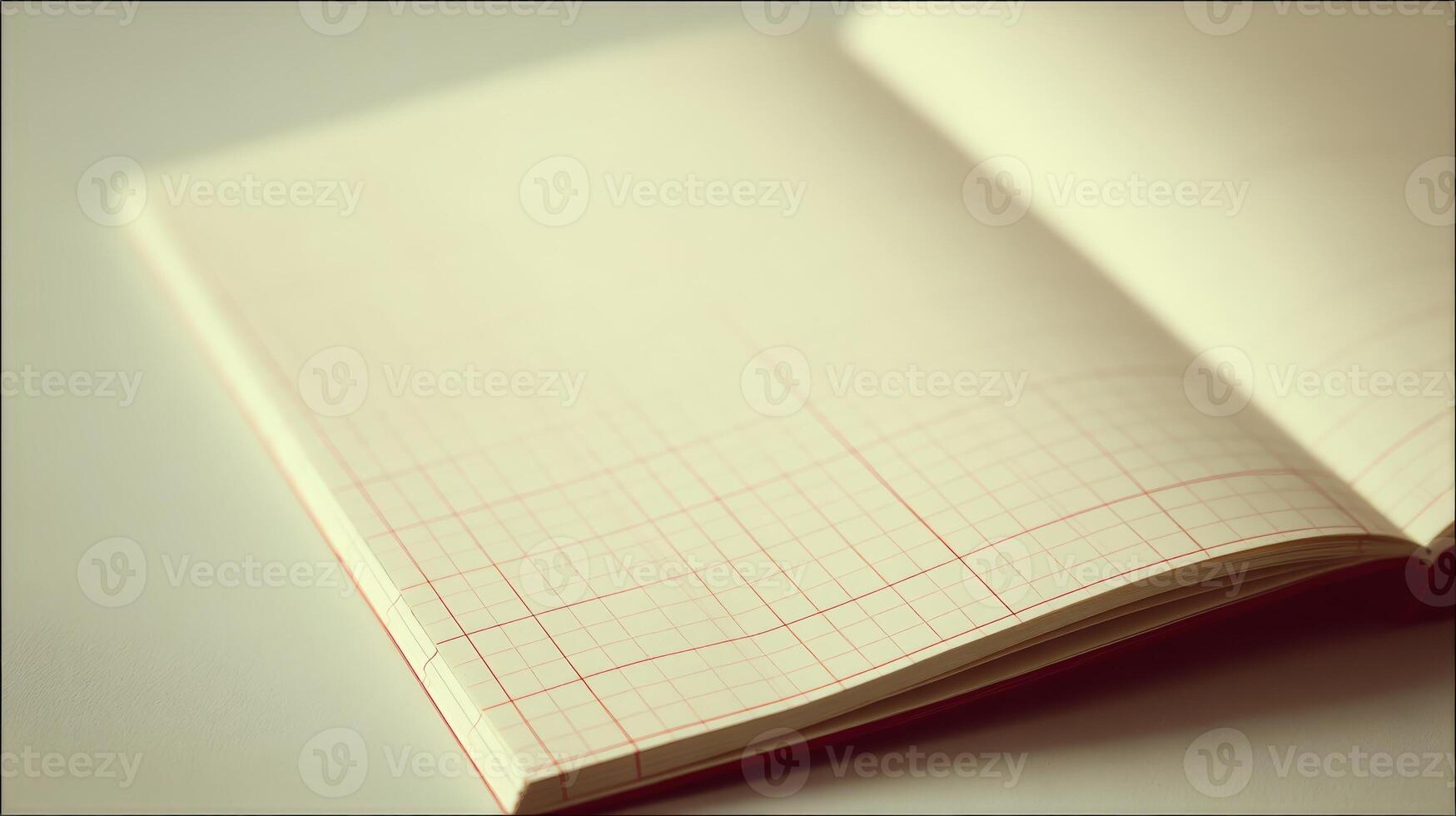 Open Notebook with Graph Paper Pages, Ready for Notes, Sketches, Designs, or Mathematical Calculations photo