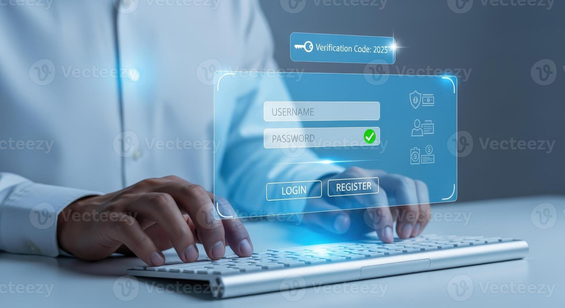 Secure Online Authentication User Typing Password into Virtual Interface for Account Access and Protection photo