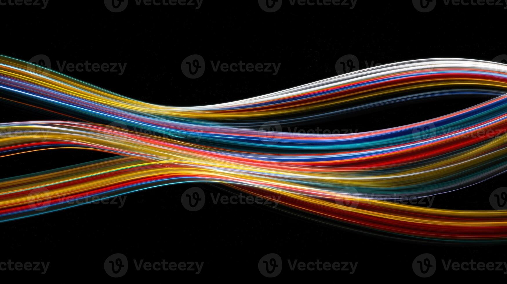 Dynamic Multi-Colored Light Streaks Against Black Backdrop Creating Abstract Art for Modern Visuals photo