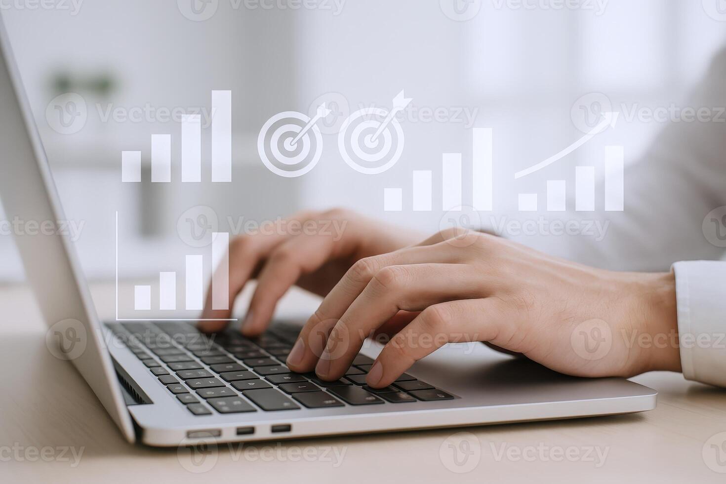 Data Analysis on Laptop with Growth Charts Business Strategy and Performance Analytics Illustration photo