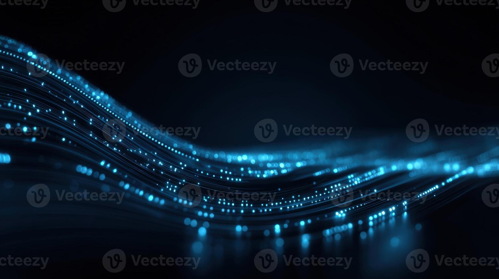 Abstract Blue Wavy Lines Background High-Tech Data Flow, Digital Network and Artificial Intelligence Concept photo