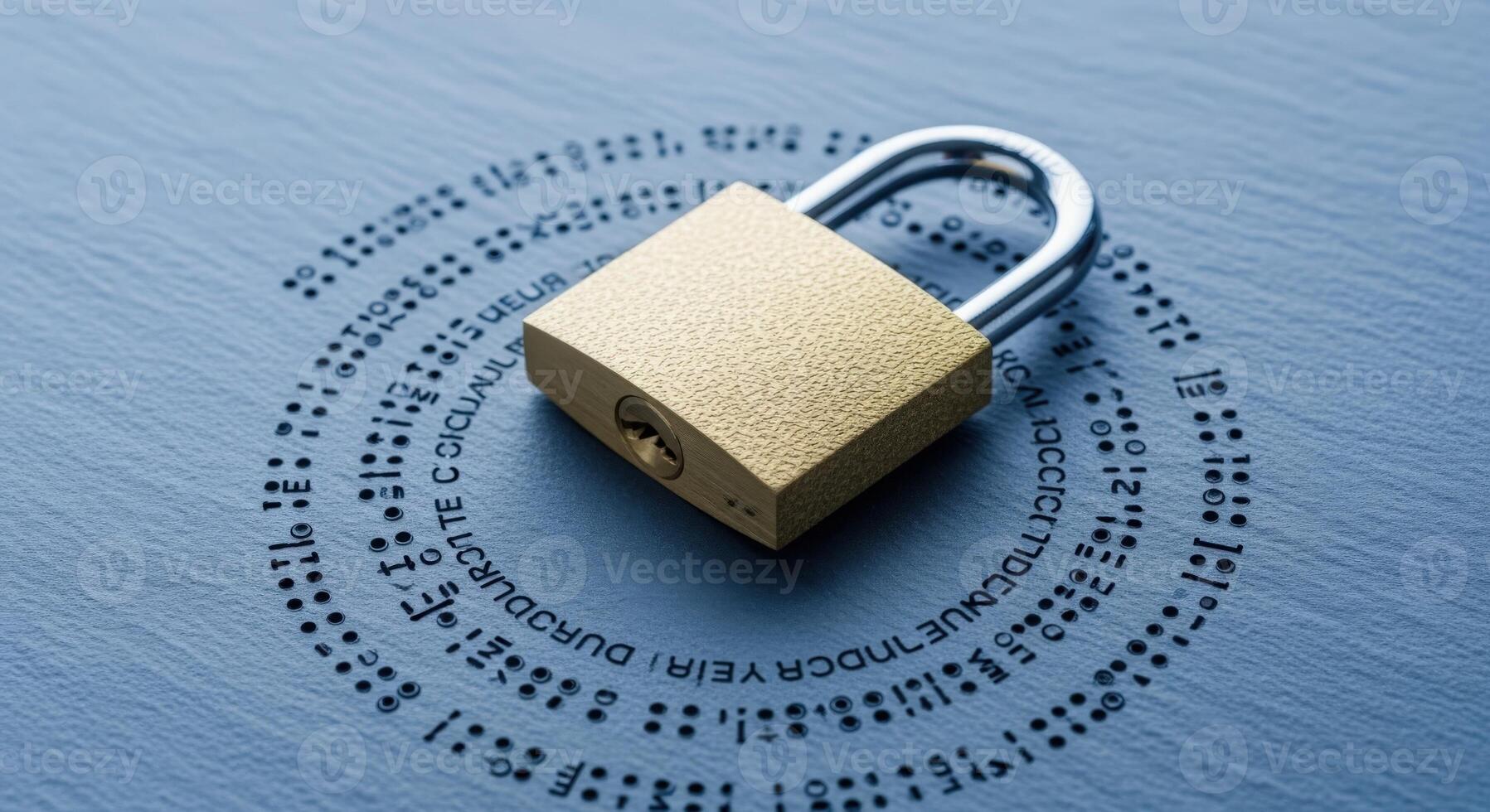 Padlock on Circular Pattern Background Representing Security, Data Protection and Cybersecurity for Business and Finance photo