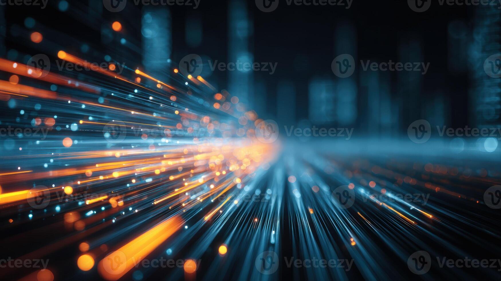 Abstract data stream visual with dynamic light trails conveying rapid technological advancement and connectivity photo