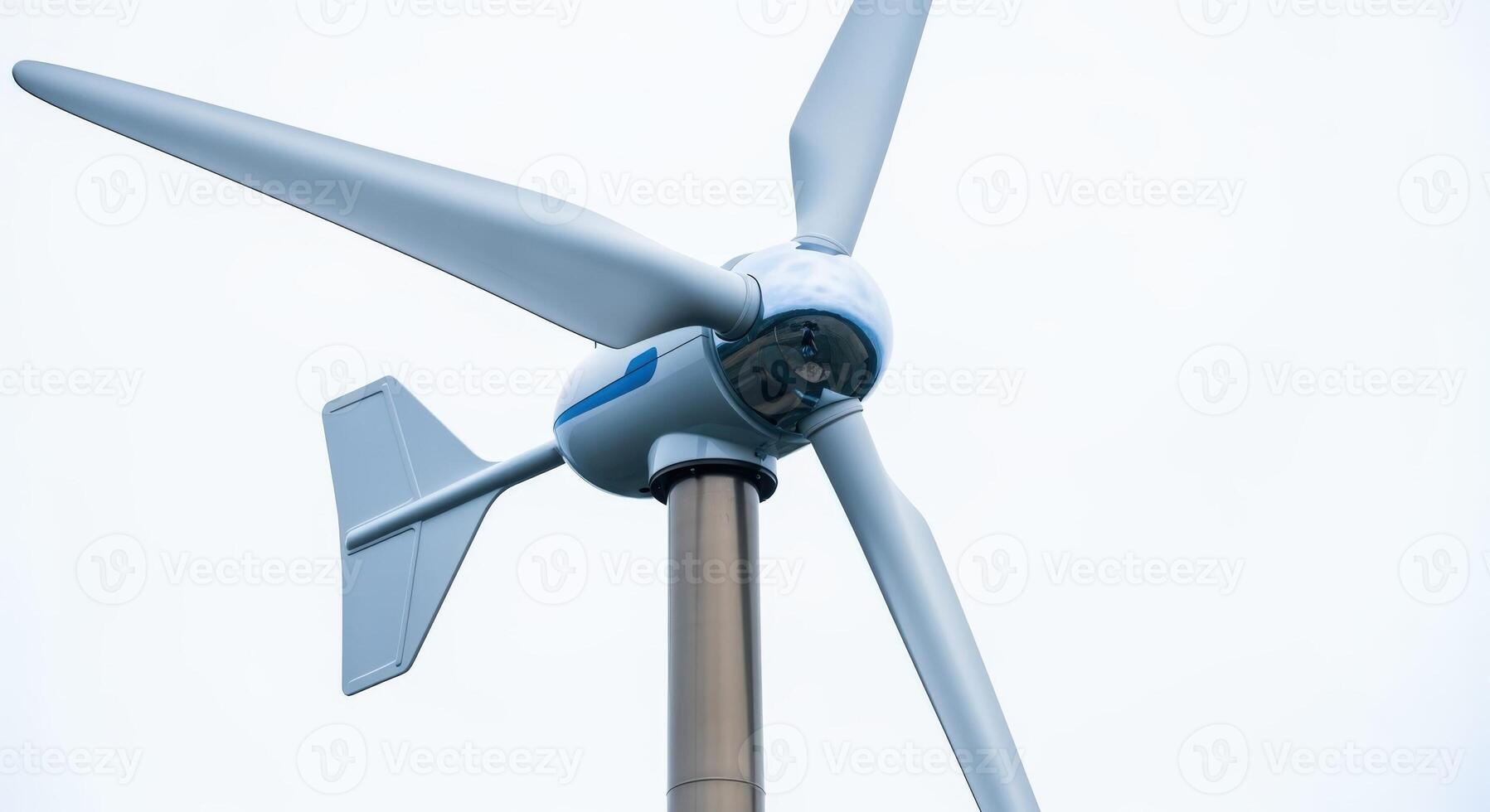 Wind Turbine Generating Clean Energy Sustainable, Renewable Power Source on Cloudy Sky Background for Green Future photo