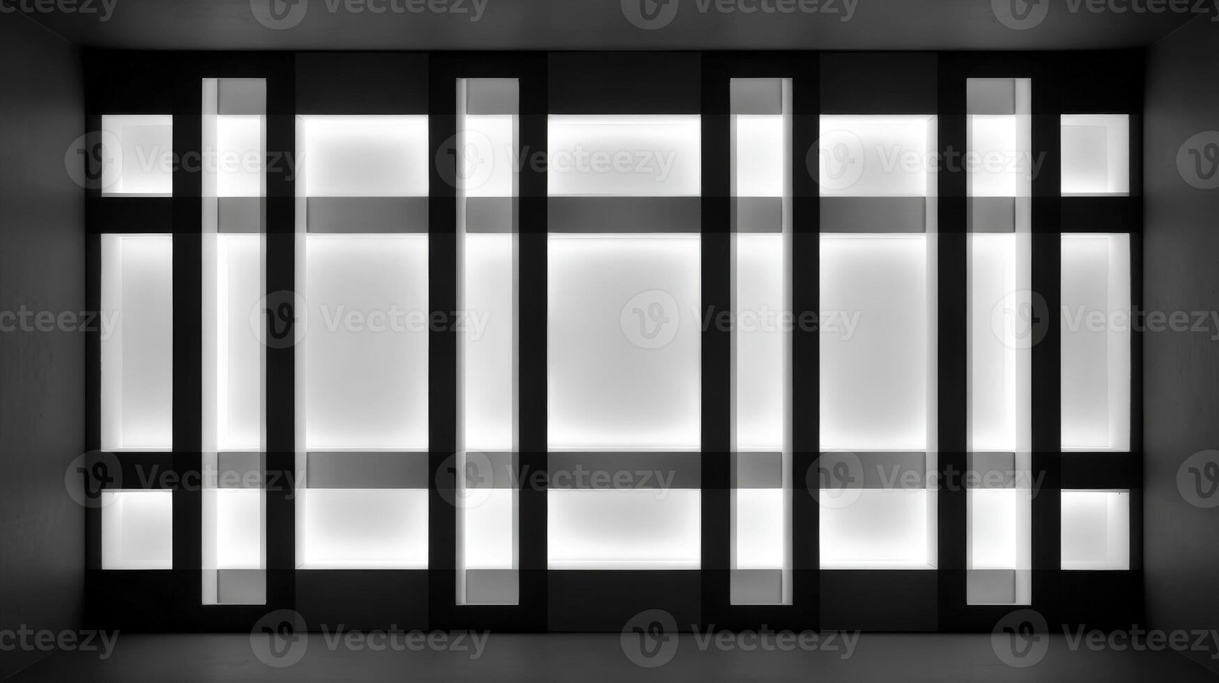 Modern Abstract Geometric Design with Illuminated Panels Creating a Striking Architectural Feature in Gray Tones photo