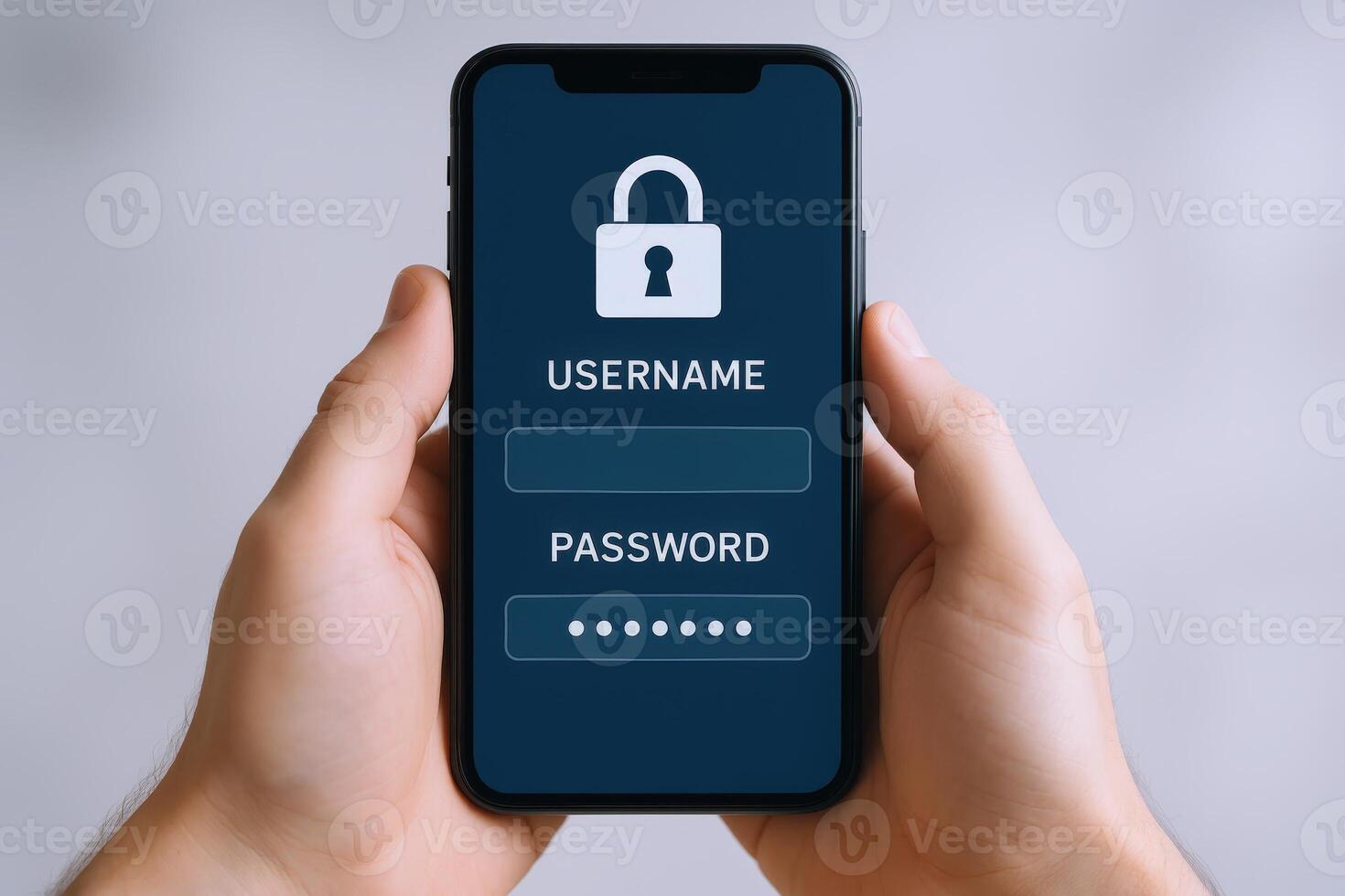 Smartphone Authentication Interface Secure Login Process with Username and Password Fields for Enhanced Digital Security photo