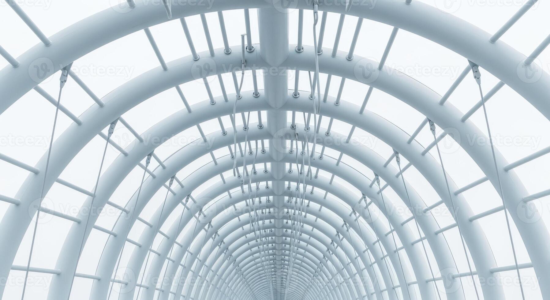 Abstract Architectural Structure with Arches and Steel Framework Creating a Modern Tunnel Design photo