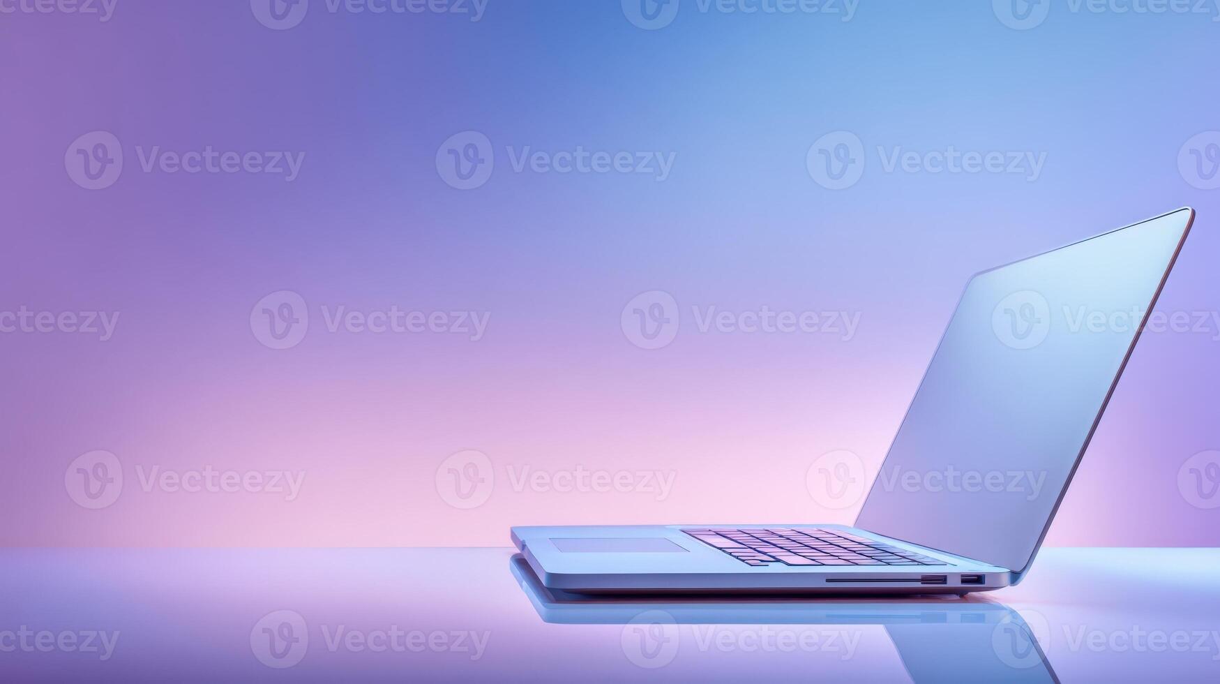 Sleek Laptop Displayed Against a Gradient Background, Ideal for Tech, Design, and Modern Business Concepts photo