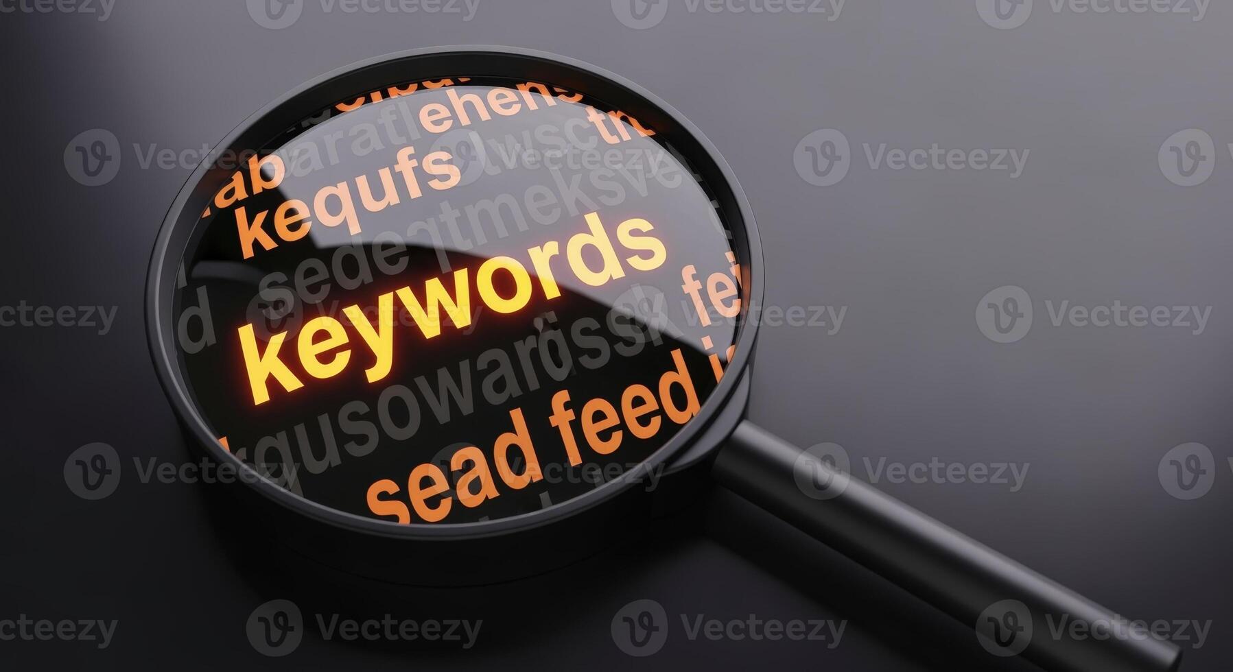 Magnifying Glass Focusing on Keywords, Representing SEO, Search Engine Optimization, and Digital Marketing Strategies photo