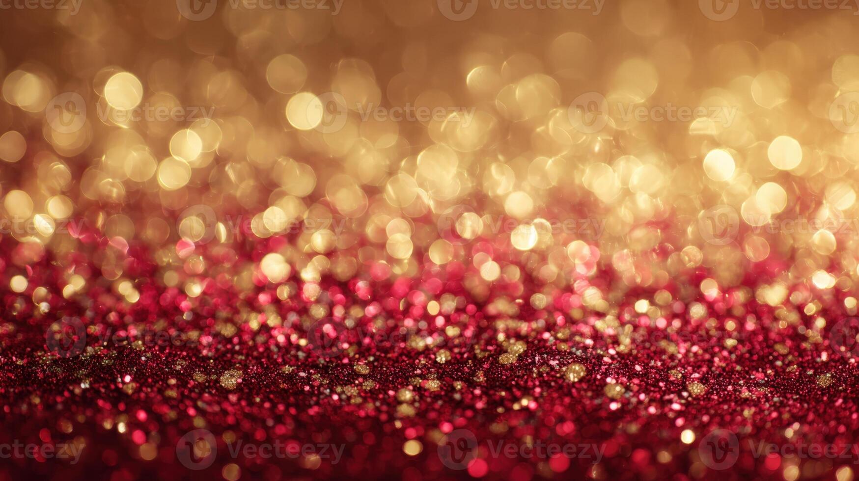 festivo rojo y oro Brillantina antecedentes con bokeh luces para fiesta temporada celebraciones foto