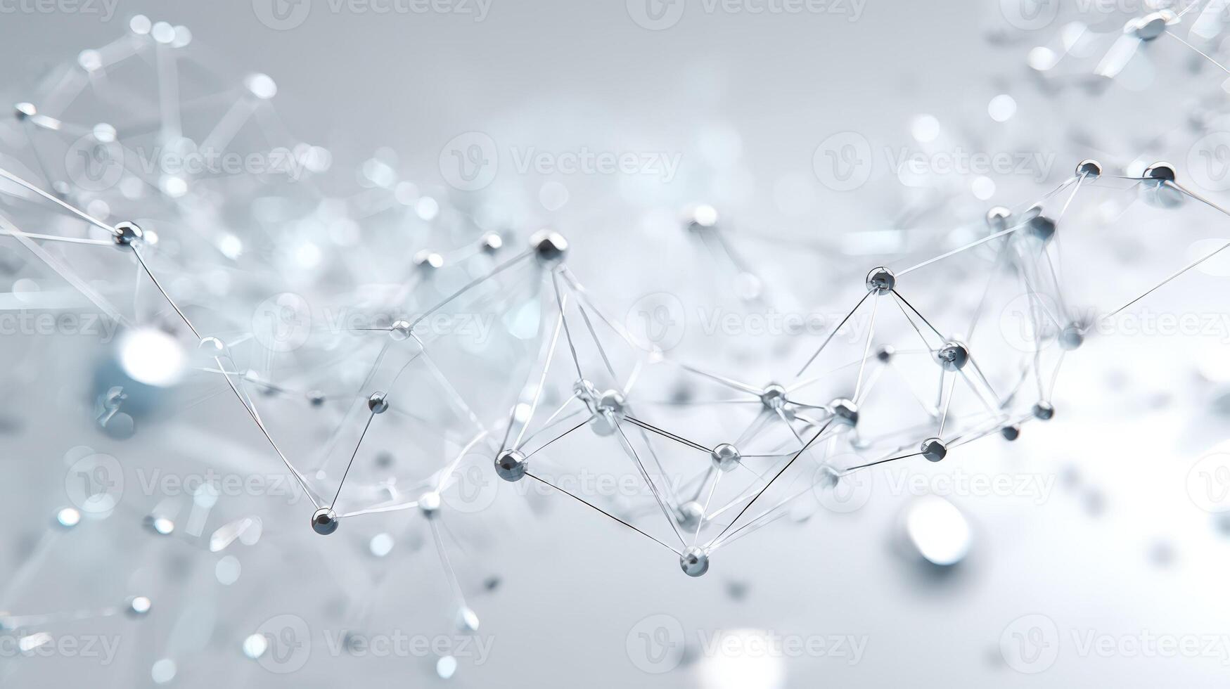 Abstract Network Connection Structure with Metallic Nodes and Lines on a Light Background photo