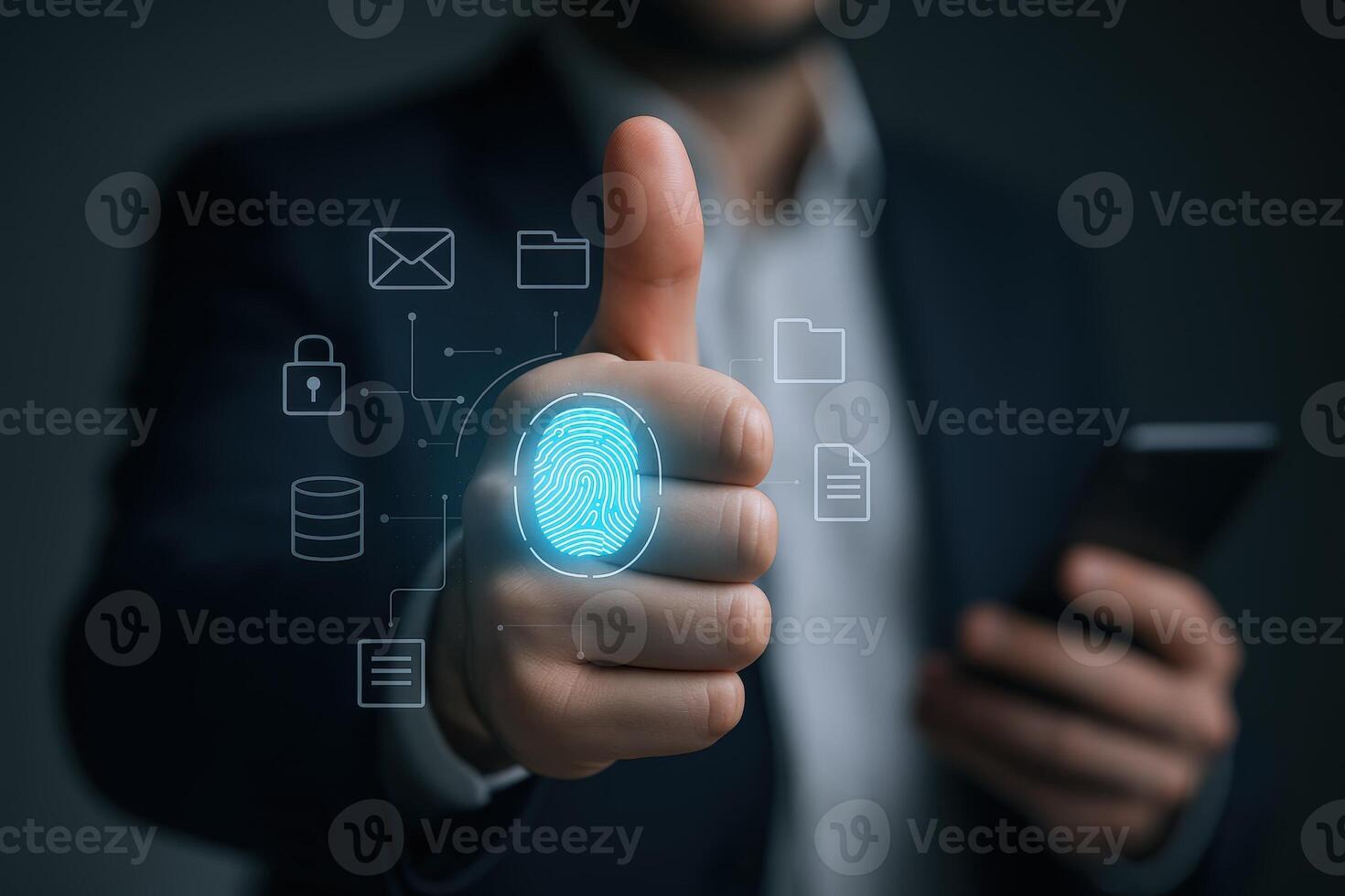 Biometric Authentication Man Using Fingerprint Scan for Secure Mobile Access and Data Protection photo