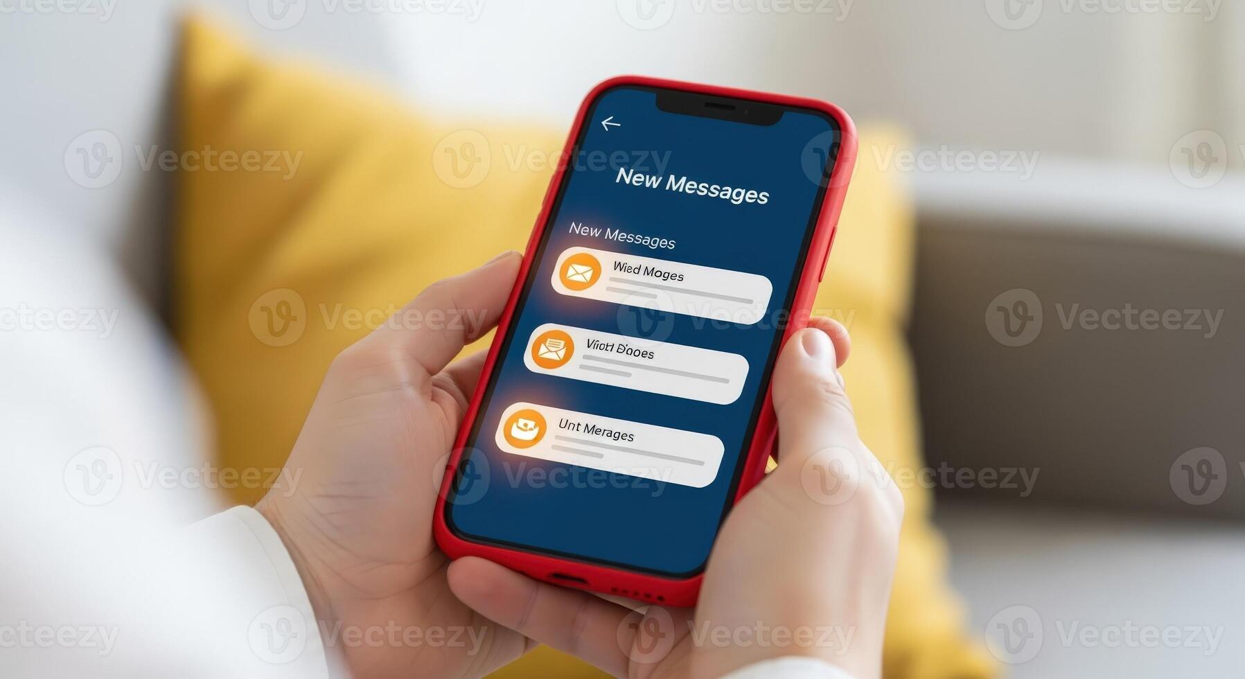 Person Holding Smartphone Displaying New Messages, Illustrating Digital Communication and Mobile Technology, Perfect for Technology Concepts photo